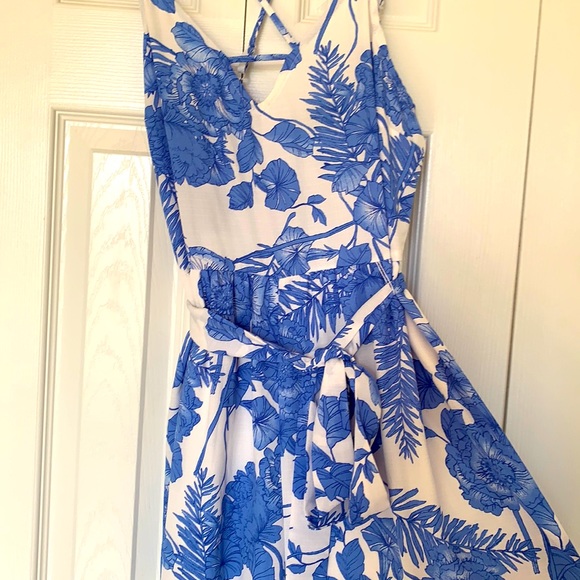 My Michelle Blue and White Linen Jumpsuit - Picture 5 of 9